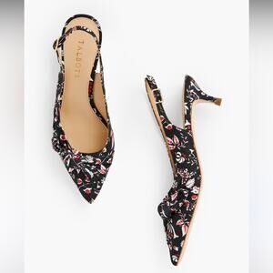 Talbots Sylvie Side Knot Floral Slingback Heels Size 9 EUC
